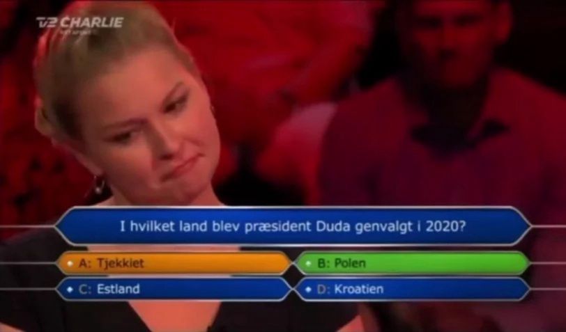 Pytanie o Andrzeja Dudę w duńskich "Milionerach"
