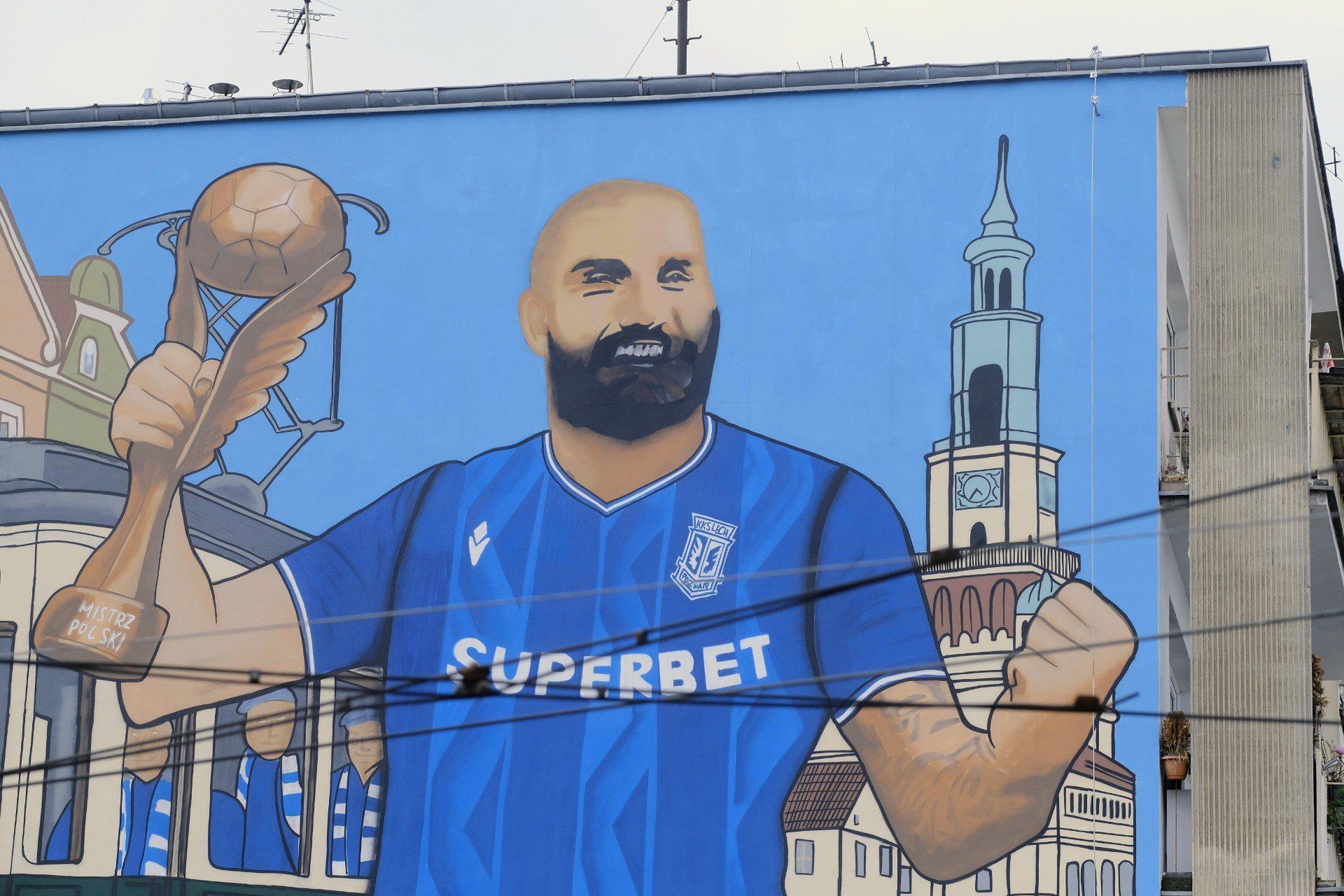 Pierwotna wersja muralu z wizerunkiem kapitana Lecha Poznań