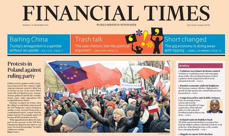 "Financial Times" o sytuacji w Polsce: budżet nie został przyjęty
