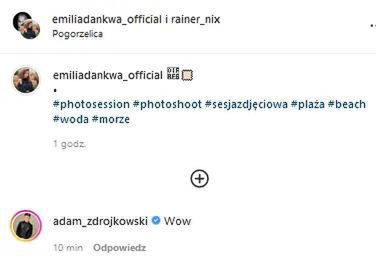 Jakub Zdrójkowski skomentował zdjęcie Emilii Dankwy