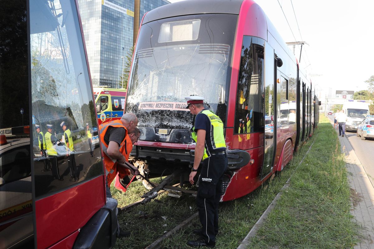 Wypadek w Łodzi. Zderzenie dwóch tramwajów