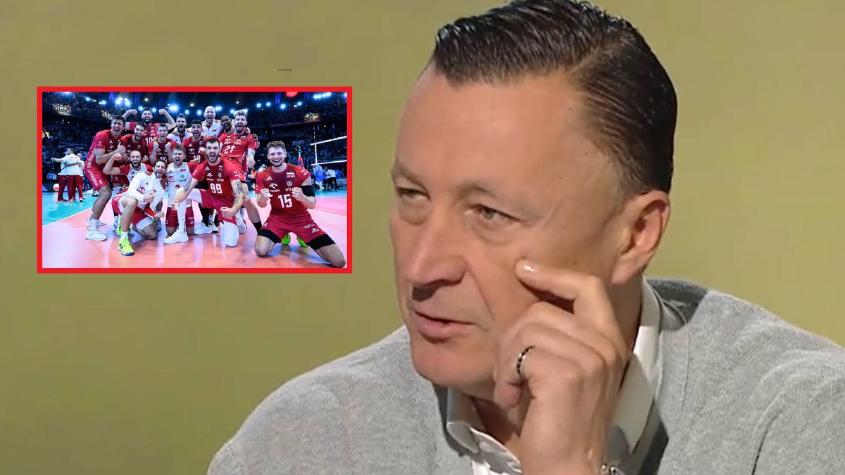 Na zdjęciu Tomasz Hajto. W ramce reprezentacja Polski siatkarzy