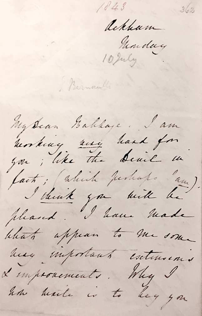 Fragment jednego z listów Ady Lovelace do Charlesa Babbage'a (fot. British Library)