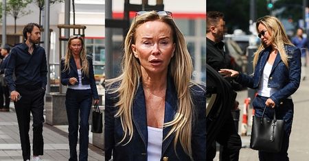 Joanna Przetakiewicz w jeansowym zestawie i z torebką za 5,7 tysiąca drepcze z synem do bentleya wartego prawie 2 MILIONY ZŁOTYCH (ZDJĘCIA)