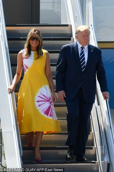 Melania Trump w żółtej sukience. Szczyt G7 w Biarritz