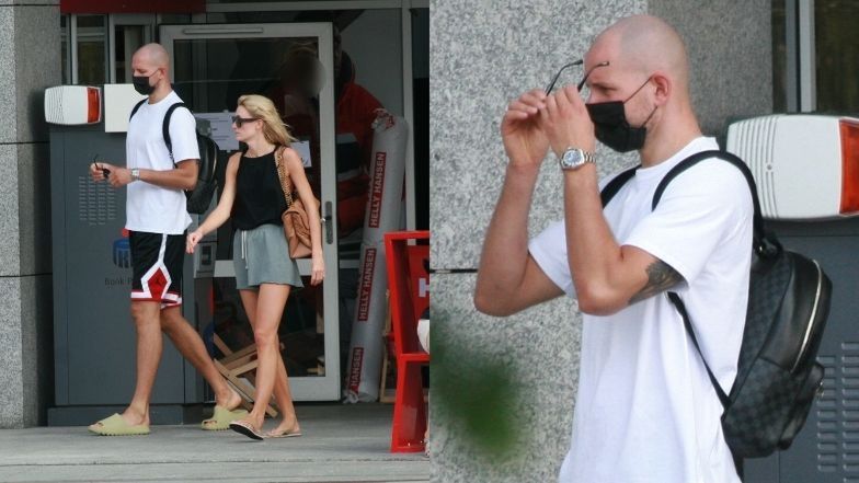 Bartosz Kurek w towarzystwie żony mknie hulajnogą po Sopocie i raczy się zimnym trunkiem