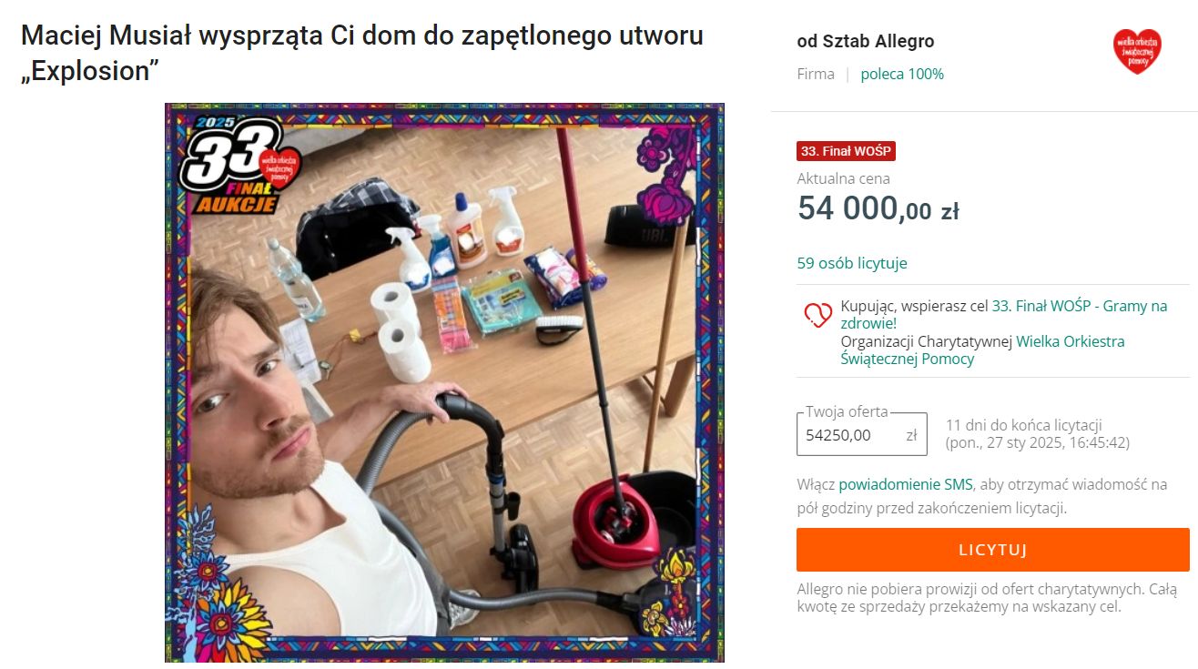 Oferta Macieja Musiała na WOŚP