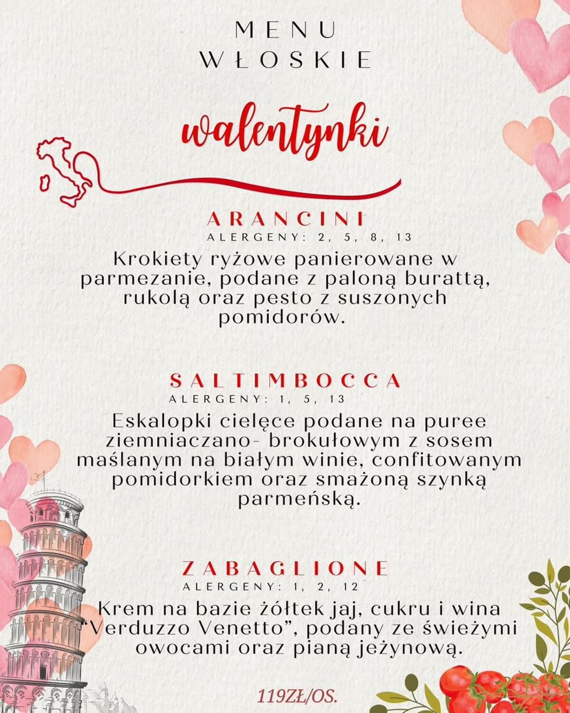 Menu walentynkowe w restauracji Locomotiva