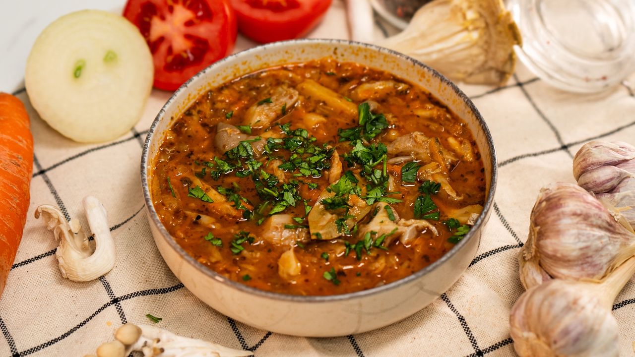 Oyster mushroom tripe soup: A vegan twist on a classic warmth