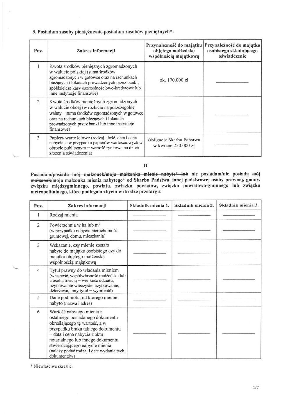 Oświadczenie majątkowe nadinspektora Marka Boronia