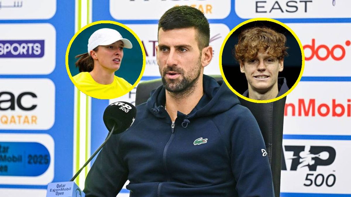 Materiały prasowe / Noushad Thekkayil/NurPhoto via Getty Images,  Robert Prange/Getty Images i Dean Mouhtaropoulos/Getty Images / Na zdjęciu: Novak Djoković oraz Iga Świątek i Jannik Sinner (w kółeczku)