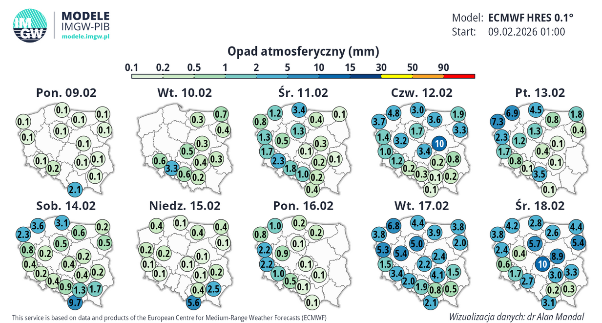 Prognoza opadu atmosferycznego IMGW
