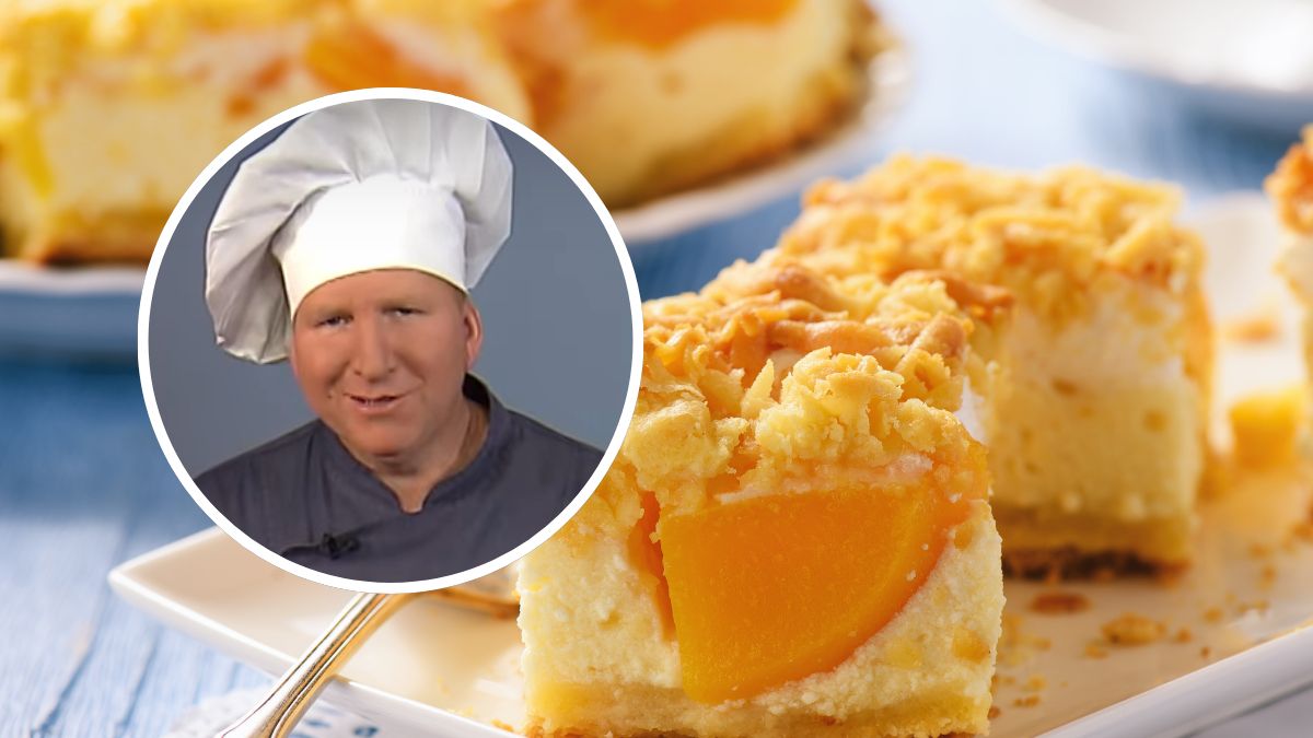 Sernik z brzoskwiniami i bezą od Remigiusza Rączki