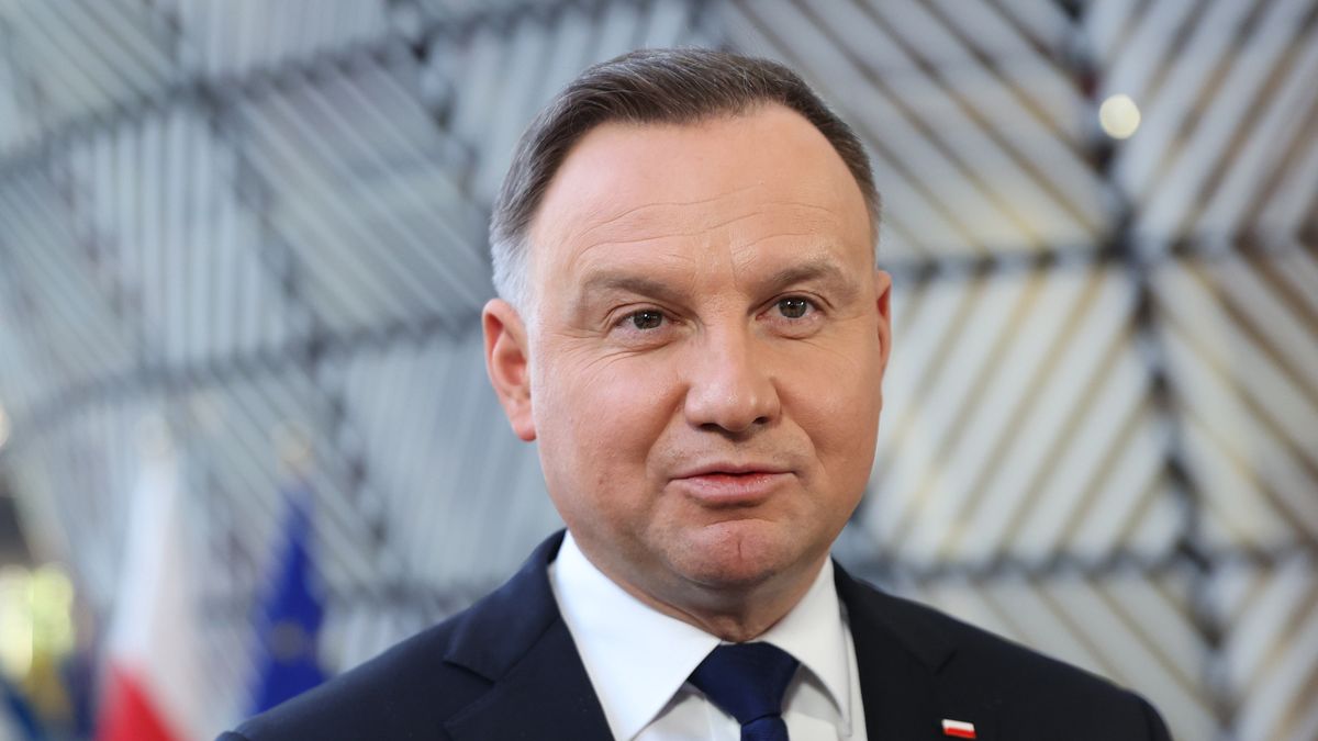 BRUSSELS, BELGIUM - FEBRUARY 07: Polish President Andrzej Duda holds a press conference in Brussels, Belgium on February 07, 2022. (Photo by Dursun Aydemir/Anadolu Agency via Getty Images)