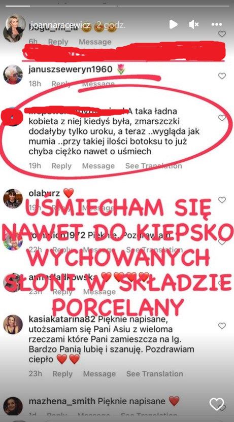 Joanna Racewicz zmiażdżyła hejtera