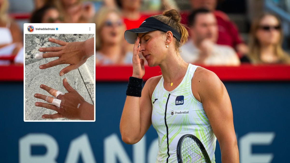 Na głównym zdjęciu: Beatriz Haddad Maia (Robert Prange/Getty Images), w ramce: poranione dłonie tenisistki