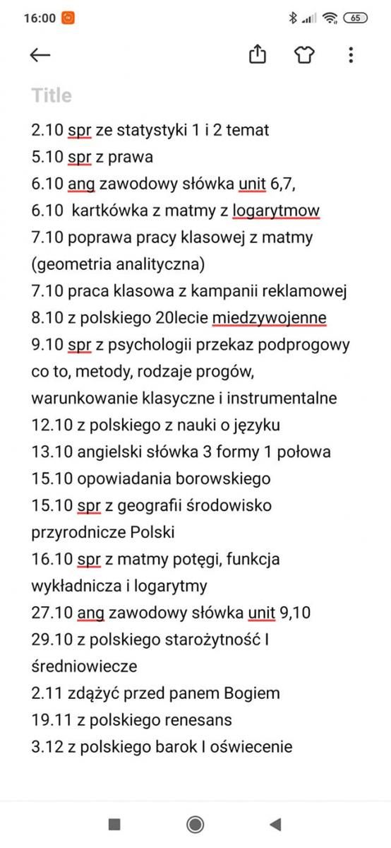 Tak wygląda plan sprawdzianów w jednej ze szkół
