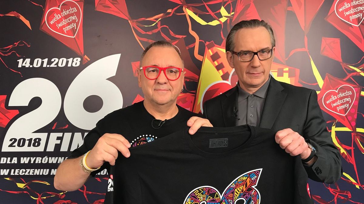 Jurek Owsiak i prezes mBanku Cezary Stypułkowski