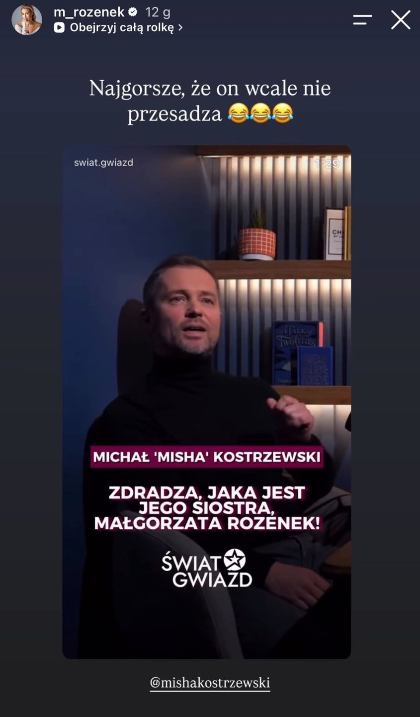 Małgorzata Rozenek odpowiada bratu