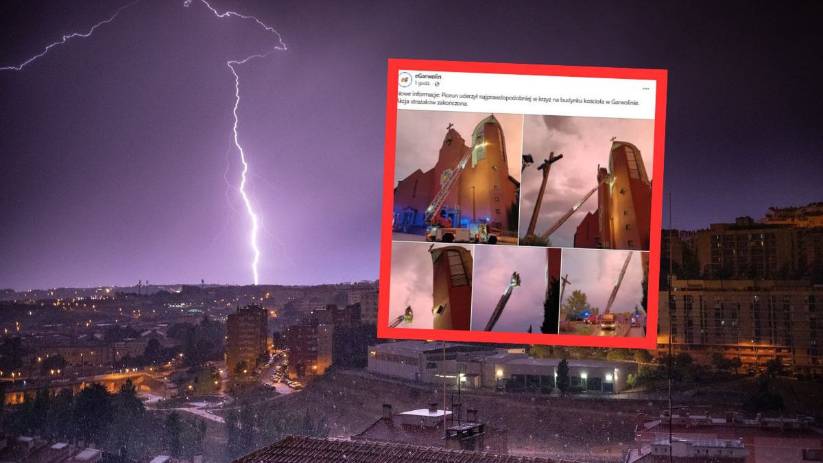 Piorun uderzył w kościół w Garwolinie podczas mszy świętej