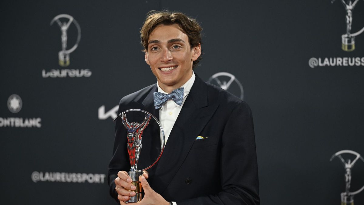 Getty Images / Burak Akbulut/Anadolu via Getty Images / Armand Duplantis podczas finałowej gali w Madrycie