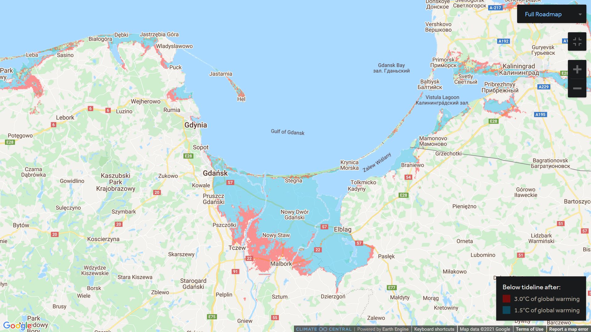 Rejony zalane wodą przez globalne ocieplenie