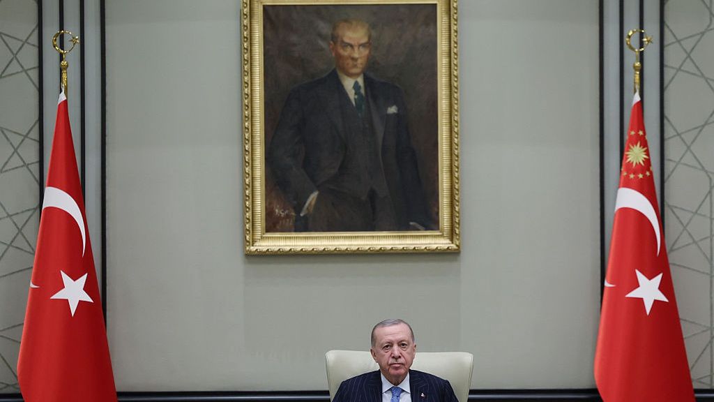 Turkish President Recep Tayyip Erdogan
ANKARA, TURKIYE - JANUARY 5:(----EDITORIAL USE ONLY â" MANDATORY CREDIT - 'TURKISH PRESIDENCY / MURAT KULA / HANDOUT' - NO MARKETING NO ADVERTISING CAMPAIGNS - DISTRIBUTED AS A SERVICE TO CLIENTS----) Turkish President Recep Tayyip Erdogan chairs the cabinet meeting at the Presidential Complex in Ankara, Turkiye on January 5, 2026. (Photo by Tur Presidency/Murat Cetinmuhurdar/Anadolu via Getty Images)
Anadolu
international relations, interior matters, policy