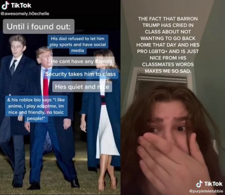 nastolatki wzruszają się losem Barrona, syna Trumpa