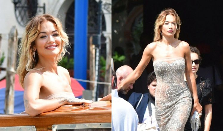 Rita Ora w PRZEŚWITUJĄCEJ sukni wysadzanej kryształkami bryluje na Festiwalu w Wenecji (ZDJĘCIA)