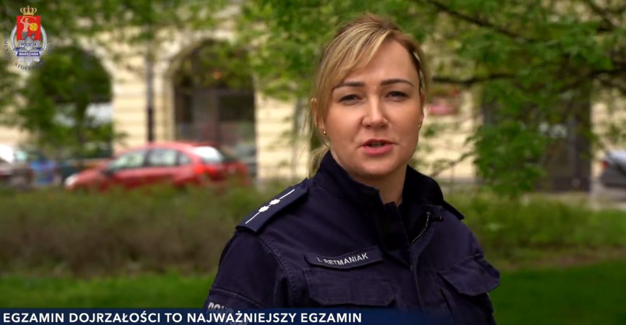 Policja zaprasza maturzystów. Z błędem w filmie