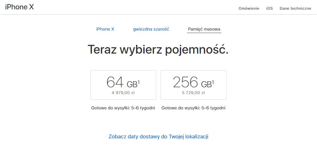 Chcąc zamówić iPhone'a X zaraz po otrzymaniu zachęcającego newslettera od polskiego oddziału Apple, trzeba się już liczyć z wysyłką urządzenia najszybciej w grudniu