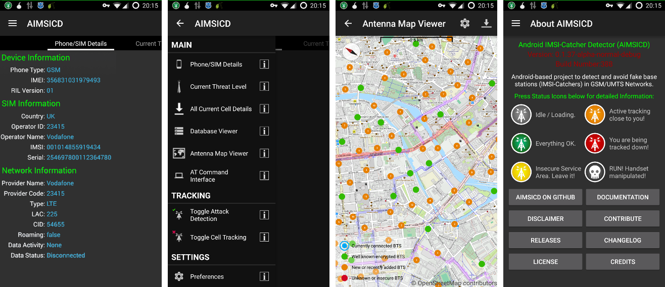 Interfejs detektora łowców IMSI