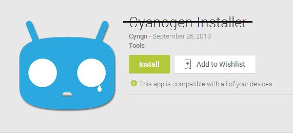 Aplikacja CyanogenMod Installer usunięta z Play Store