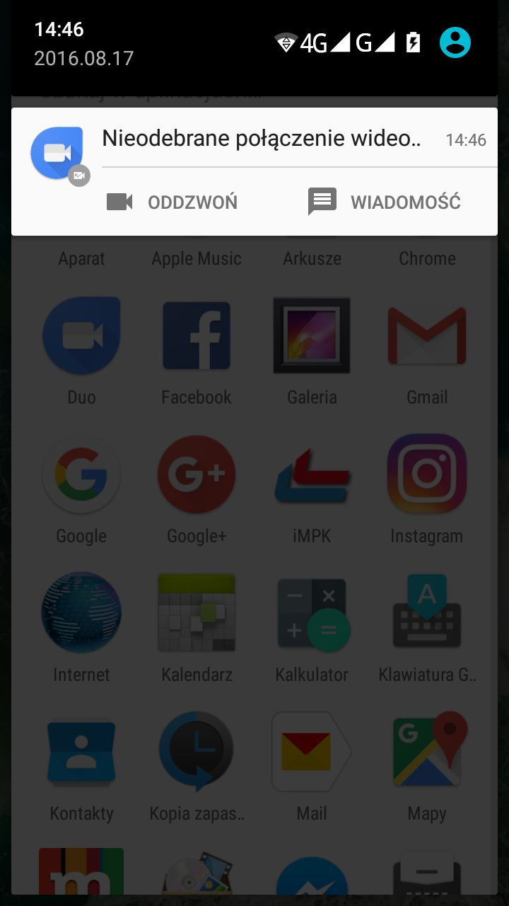 Powiadomienie po przegapieniu połączenia