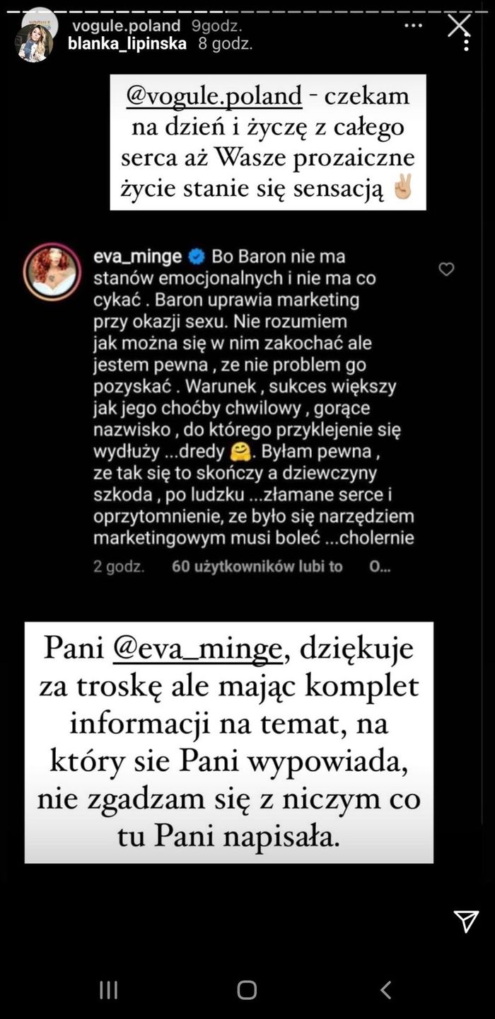 Blanka Lipińska broni Barona