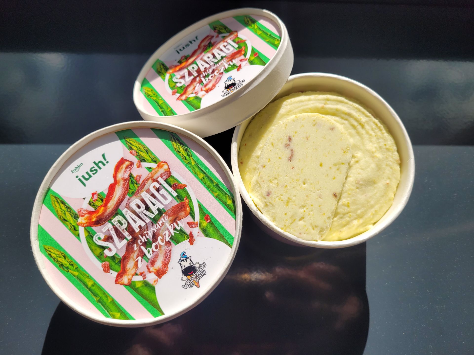 Lody szparagowe z chipsami z boczku