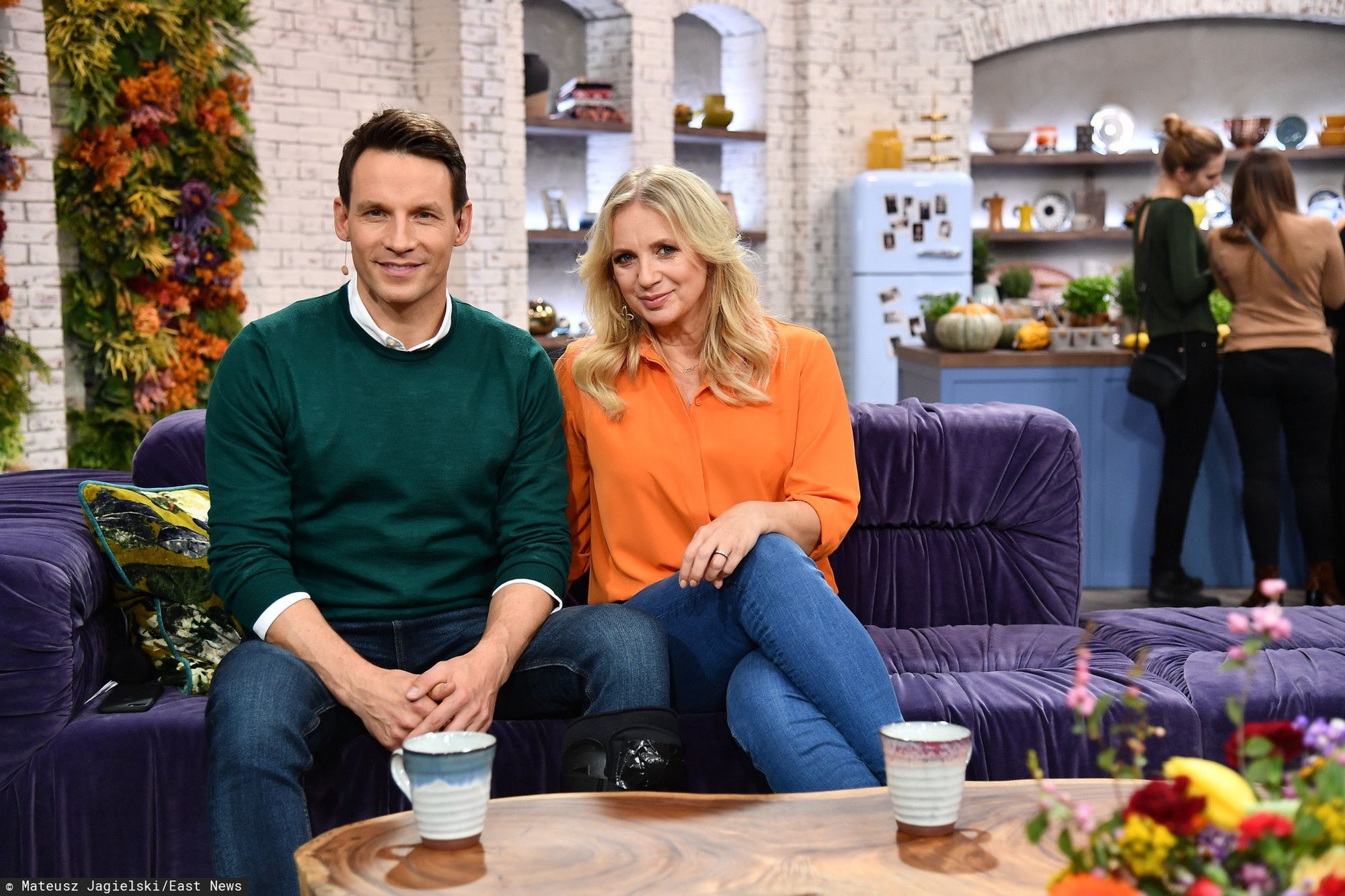 Tomasz Wolny i Marzena Rogalska na planie "Pytania na śniadanie"