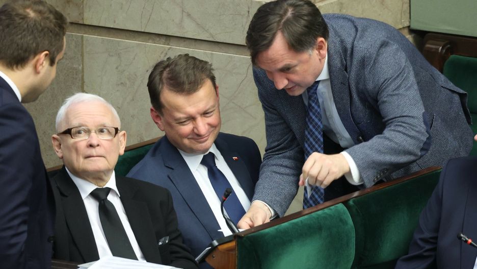 76. posiedzenie Sejmu IX kadencji
26.05.2023 Warszawa 76. posiedzenie Sejmu IX kadencji 
Fot Jacek Dominski/REPORTER
n/z: Jaroslaw Kaczynski, Mariusz Blaszczak, Zbigniew Ziobro
Jacek Dominski/REPORTER