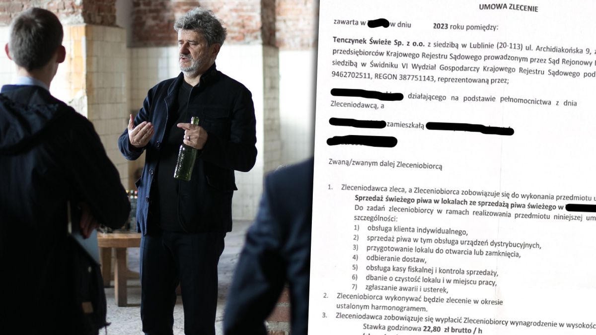 Janusz Palikot od lata para się biznesem alkoholowym. Od jakiegoś czasu idzie mu jak po grudzie. Na zdjęciu umowa zlecenie jednej z pracownic sklepów Piwo Świeże Dziś