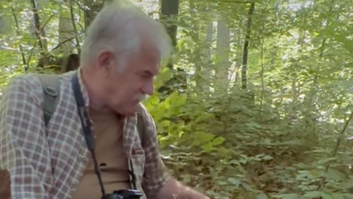 Pochwalił się owocami wyprawy do lasu.