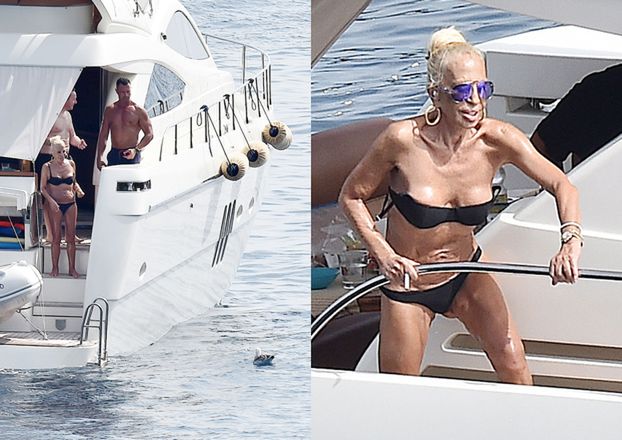 Donatella Versace w bikini straszy mewy (ZDJĘCIA)