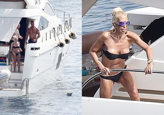 Donatella Versace w bikini straszy mewy (ZDJĘCIA)