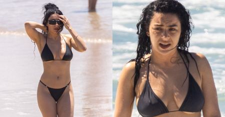 Charli XCX relaksuje się na australijskiej plaży, paradując w czarnym bikini