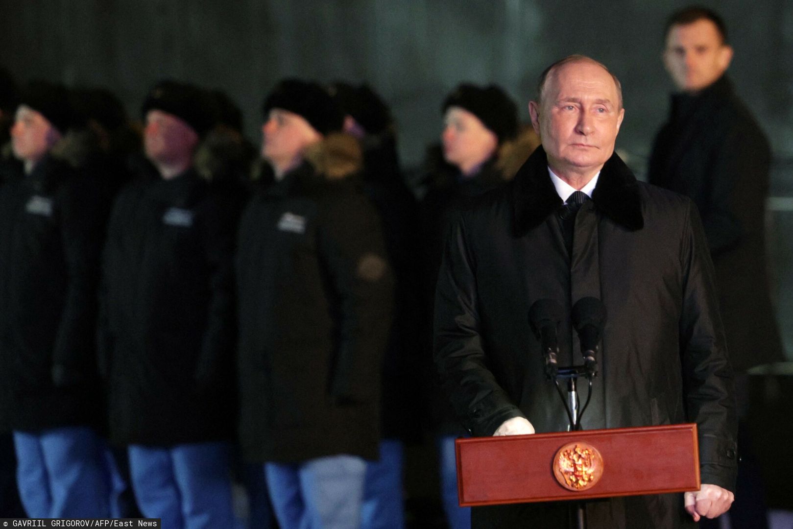 Putin odwiedzi? atomow? ?�d? podwodn?
In this pool photograph distributed by the Russian state agency Sputnik, Russia's President Vladimir Putin attends a video-linked ceremony to launch the Project 885M Yasen-M nuclear-powered submarine Perm, in the Arctic Circle port city of Murmansk on March 27, 2025. (Photo by Gavriil Grigorov / POOL / AFP)
GAVRIIL GRIGOROV