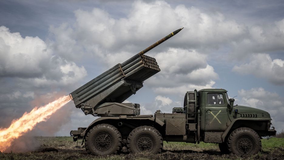DONETSK OBLAST, UKRAINE - APRIL 24: Grad missile is launched on Donetsk frontline as the Russia-Ukraine war continues in Donetsk Oblast, Ukraine on April 24, 2023. (Photo by Muhammed Enes Yildirim/Anadolu Agency via Getty Images)