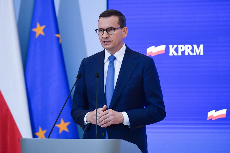 Warszawa, 30.08.2022. Premier Mateusz Morawiecki podczas konferencji prasowej w siedzibie Kancelarii Prezesa Rady Ministrów w Warszawie, 30 bm. Konferencja dotyczyła budżetu na 2023 rok. (sko) PAP/Marcin Obara