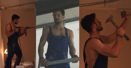Maślak topless wierci dziurę w ścianie (ZDJĘCIA)