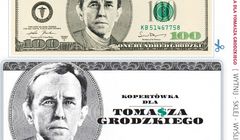 „Gazeta Polska” z kopertą i banknotem dla marszałka Senatu Tomasza Grodzkiego