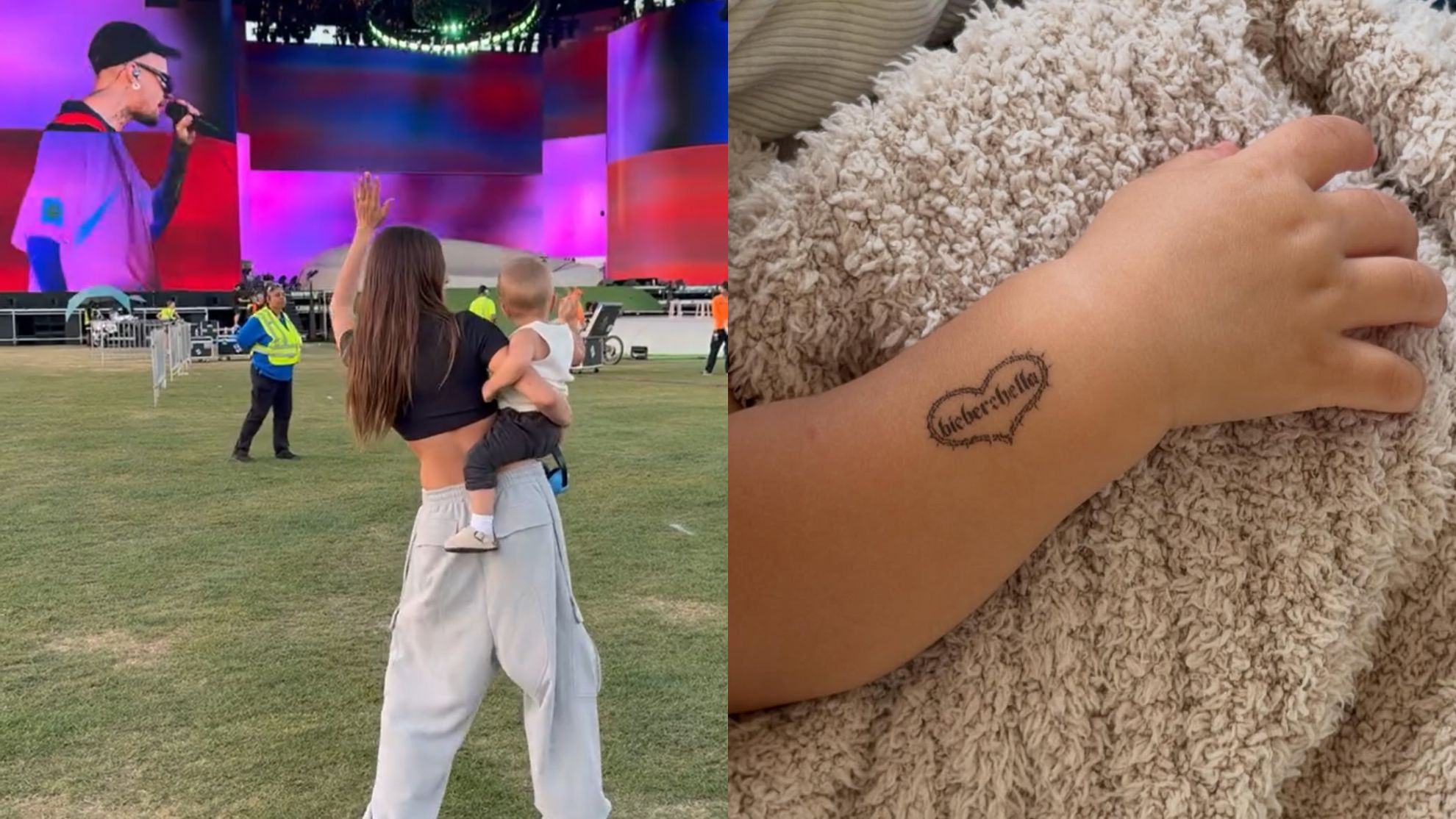 Hailey Bieber z synem kibicują Justinowi przed Coachellą