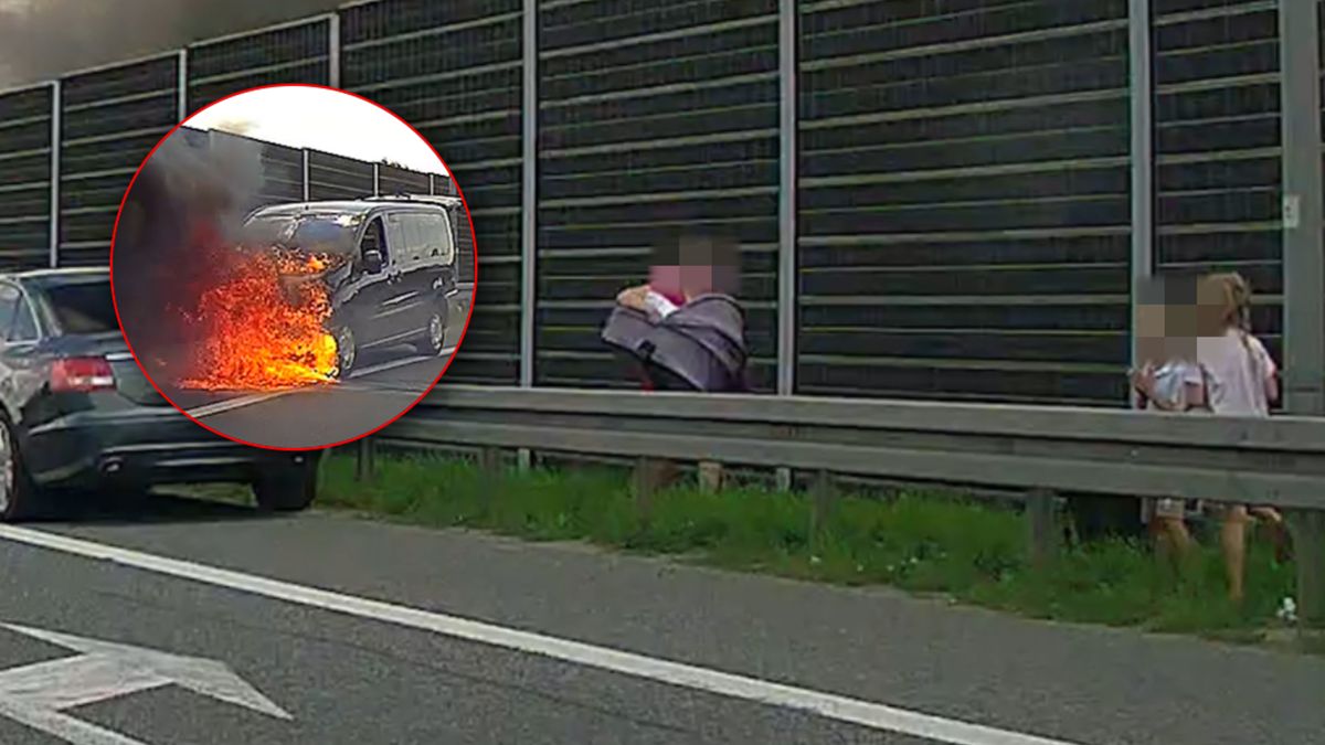 Chwile grozy dla matki z dziećmi na A4.